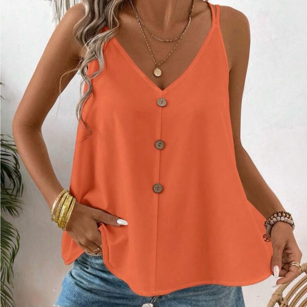 Women's Orange Sleeveless Top